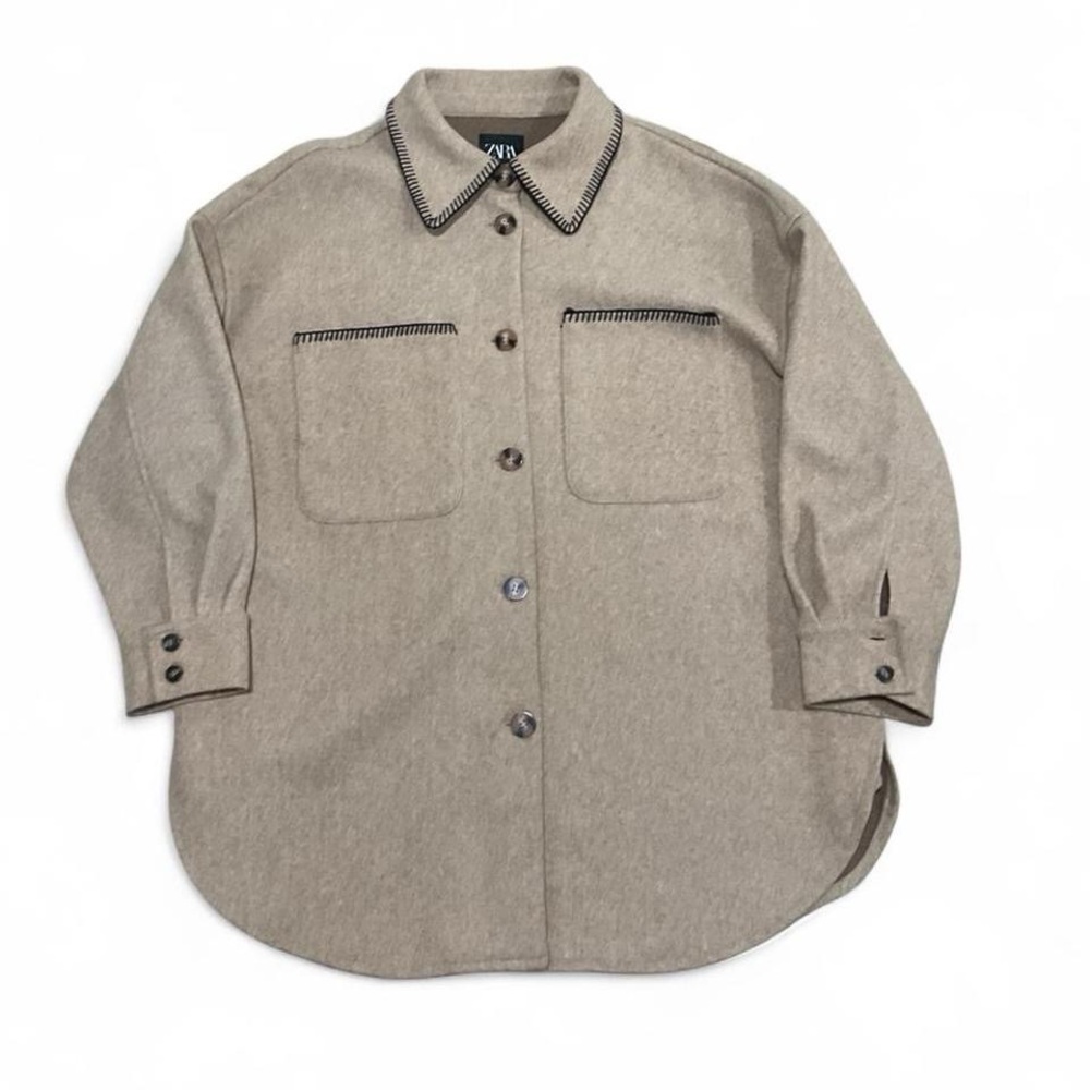 Zara Women's Tan Button-Down jacket / shacket
